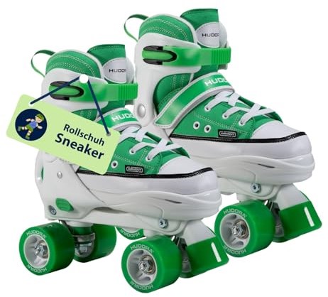 Hudora roller skates sneaker green adjustable size 36-39 kids skates