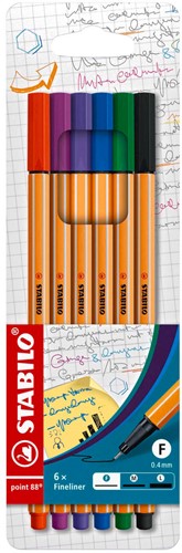 STABILO Point 88 fineliner Black,Blue,Green,Lilac,Red,Violet 6 pc(s)