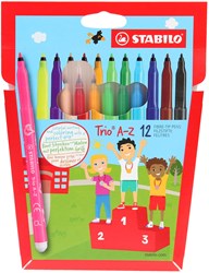 STABILO felt-tip pens Trio A-Z with ergonomic triangular grip zone - case with 12 colours