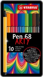 Stabilo felt-tip pens Pen 68 - Metal box with 10 colours