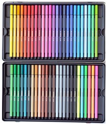 STABILO felt tip pen set - metal box with 50 premium colours