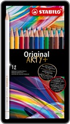 STABILO colored pencils metal case 12 pcs - thin core - FSC wood