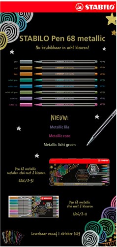 Stabilo premium metallic felt-tip pen case with 8 colors Pen 68-2