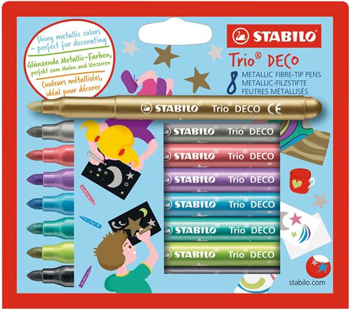 STABILO metallic felt-tip pens case 8 colors - extra thick tip-3