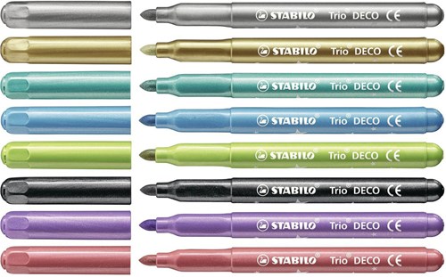STABILO metallic felt-tip pens case 8 colors - extra thick tip-2