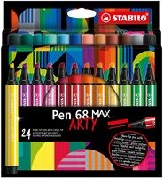 STABILO Pen 68 MAX ARTY - Viltstift Met Dikke Beitelpunt - Set 24 Stuks