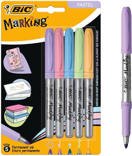 BIC Permanent Felt Tip Pens Pastel - 5 pcs - Creative Drawing-2
