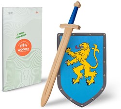 Woodsy Houten set Zwaard en schild. 57,5x12x5 cm. Schild: 26x39 cm. Beukenhout. 4+