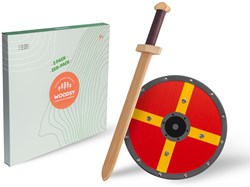 Woodsy Houten set Zwaard met schild. 44x9x4 cm. Schild: 31 cm. Beukenhout. 4+