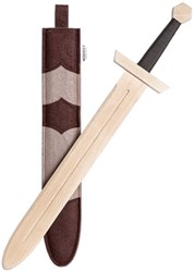 Woodsy Houten groot zwaard met houder. Op kaart. 57,5x12x5 cm. Beukenhout. 4+