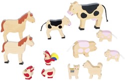 Goki wooden farm animals set - 12 pieces toy animals