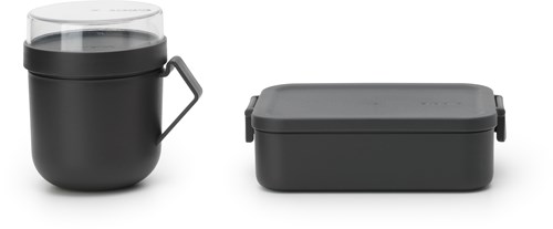 Brabantia lunch set lunchbox and soup mug Dark Grey plastic 2-piece