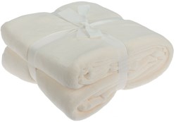 Fleece blanket extra large white - soft plaid 180x230cm polyester