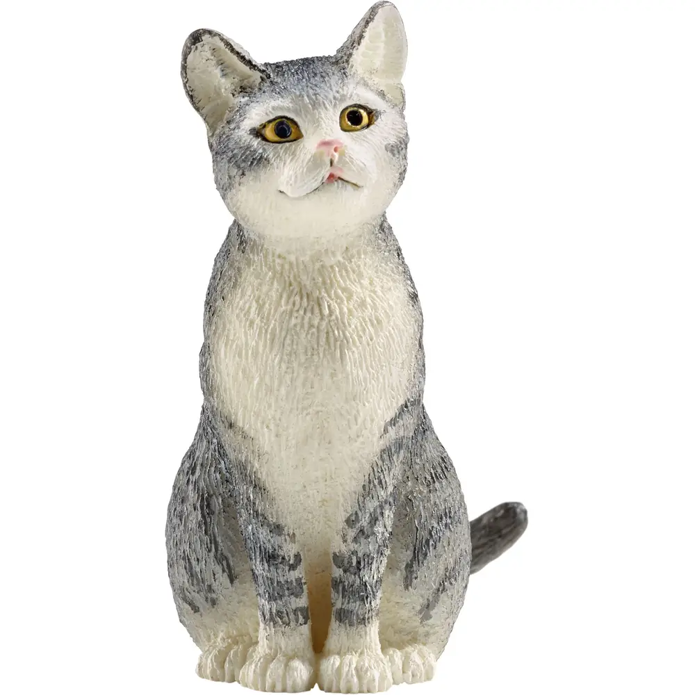 Schleich Farm - Sitting Cat 13771 Play Figure Grey