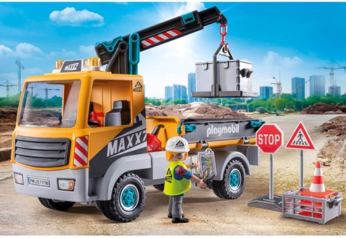 Playmobil truck with crane construction vehicle toy 71750-3