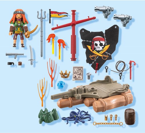 Playmobil Pirates pirate raft building set with treasure and play figure-2
