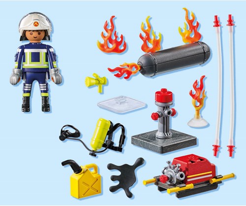 Playmobil Firefighter Play Figure with Water Pump - Action Heroes-2