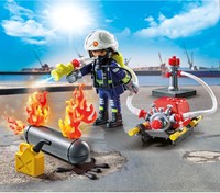 Playmobil Firefighter Play Figure with Water Pump - Action Heroes-3