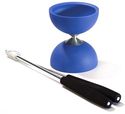 Acrobat - Set 105 Rubber Diabolo Blue + aluminium hand sticks