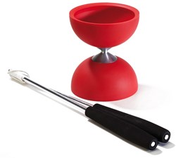 Eureka diabolo toy set with aluminium sticks - red - rubber