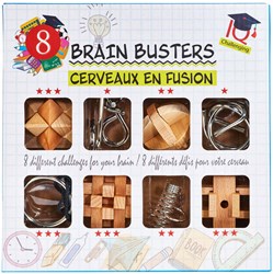 Puzzle set brain teasers wood metal - Brain Busters mind games 8 pieces