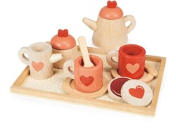 Mentari tea set tray wooden toy serving set for children