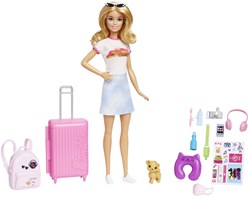 Barbie travel doll - fashion doll with suitcase and travel accessories