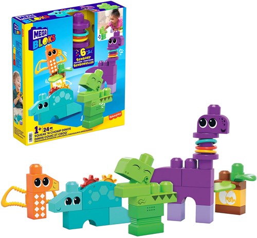 Mega Bloks dino building set sensory toy for toddlers 24 blocks-3