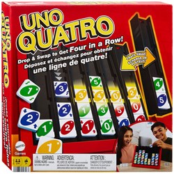 Mattel UNO Quatro - Four in a Row Family Game - Strategy Game
