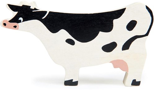 Tender Leaf farm animal cow - wooden play figure black white-2