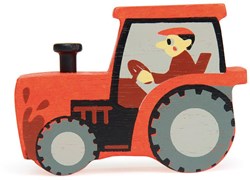 Tender Leaf wooden tractor - farm animal toy red