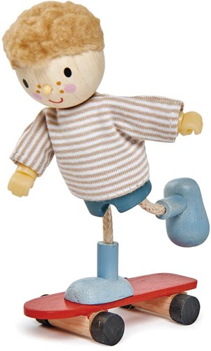 Tender Leaf wooden doll - Edward with skateboard kids toy-2