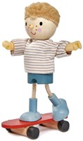 Tender Leaf wooden doll - Edward with skateboard kids toy-3