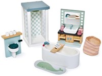 Tender Leaf dollhouse bathroom wooden playset sustainable blue