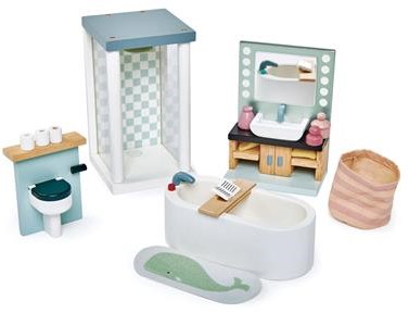 Tender Leaf dollhouse bathroom wooden playset sustainable blue-3