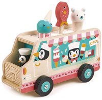 Tender Leaf wooden ice cream van Penguin - toy ice cream truck - role play-2