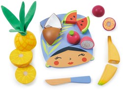 Tender Leaf wooden chopping board tropical fruit toy set for children