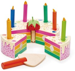 Tender Leaf wooden birthday cake rainbow with candles - sustainable toy