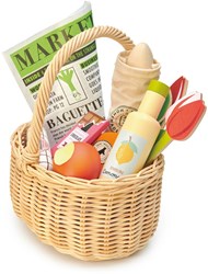 Tender Leaf wooden shopping basket - toy grocery basket with accessories