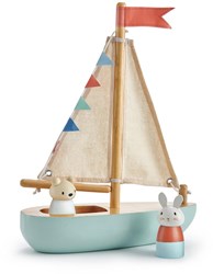 Tender Leaf wooden boat Sailaway with play figures - sustainable toy