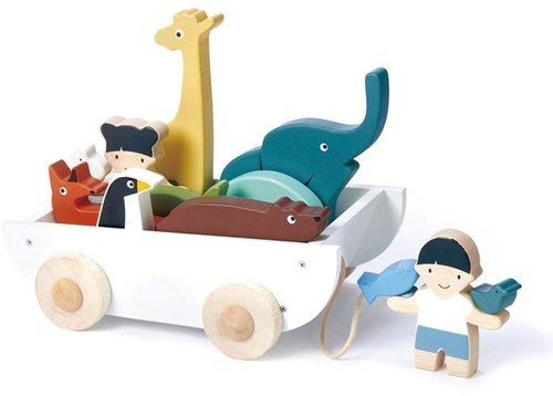 Tender Leaf wooden toy boat Friendship Boat with animal figures-2
