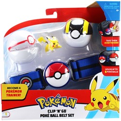 Pokemon Clip 'N' Go Poke Ball met Blauw Riem Speelset, 4dlg.