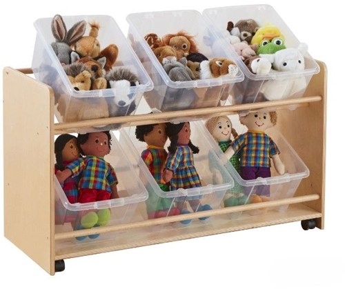 Cosy Rookie Range Open Mobile Basket Shelf ( With Clear Boxes) - 47518