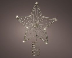 Lumineo Christmas tree star topper with LED lights - 25 cm - silver - timer
