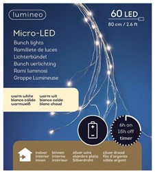 Lumineo LED cascade lights warm white 60 bulbs 80cm timer