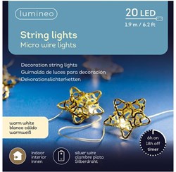 Lumineo star metal string lights 20L warm white LED Christmas decoration