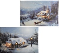 Kerst canvas LED 38x28cm