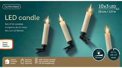 Lumineo LED candle lights wireless with remote control 10 lamps warm white