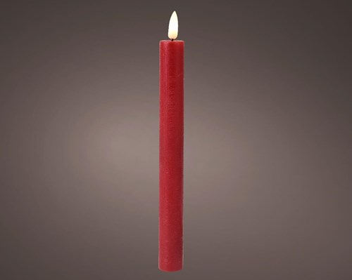 Lumineo LED dinner candles red 24cm set of 2 - Flickering flame - Timer