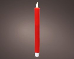 Lumineo LED ribbed dinner candles red 24cm set of 2 - mood lighting